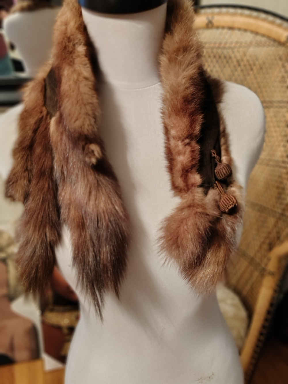 Brown Mink Fur Scarf Wrap - Women Accessories